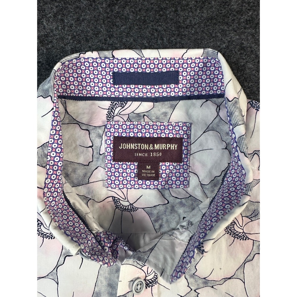 Johnston & Murphy Men's M Short Sleeve Button Down Shirt Floral - Picture 2 of 10